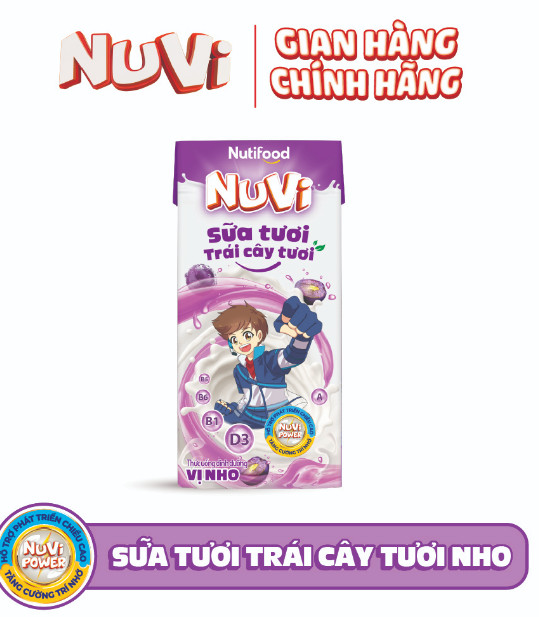 Thùng 48 hộp nuvi sữa tươi trái cây tươi vị nho 180ml