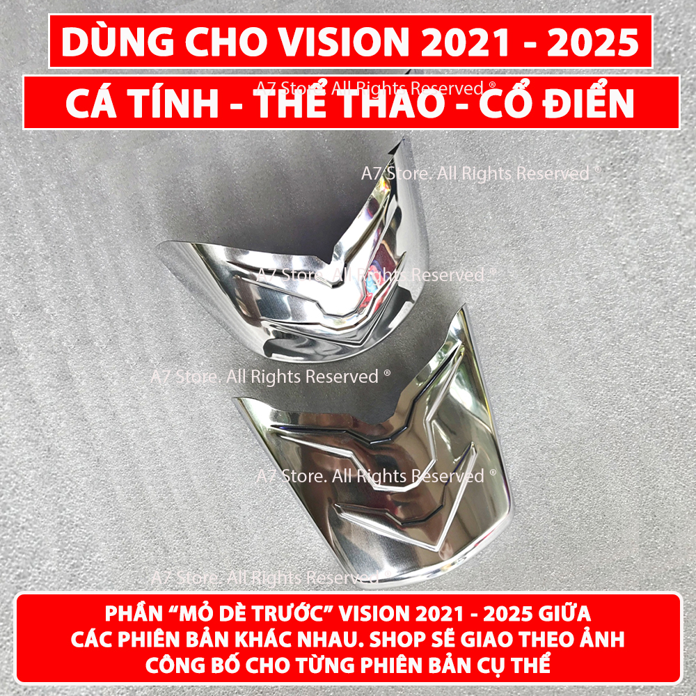 Bộ Ốp Mỏ & Đuôi Dè VISION 2021 - 2025 Inox VT20