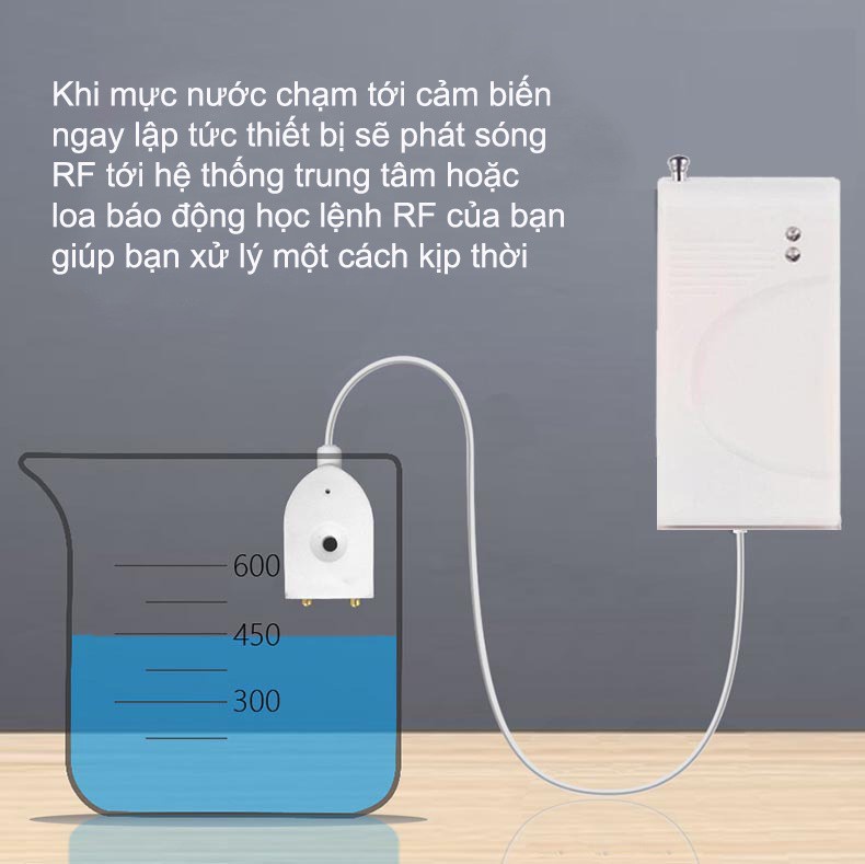 Cảm Biến Báo Động Phát Hiện Tràn Mức Độ Rò Rỉ Nước Xâm Nhập Không Dây 433MHz