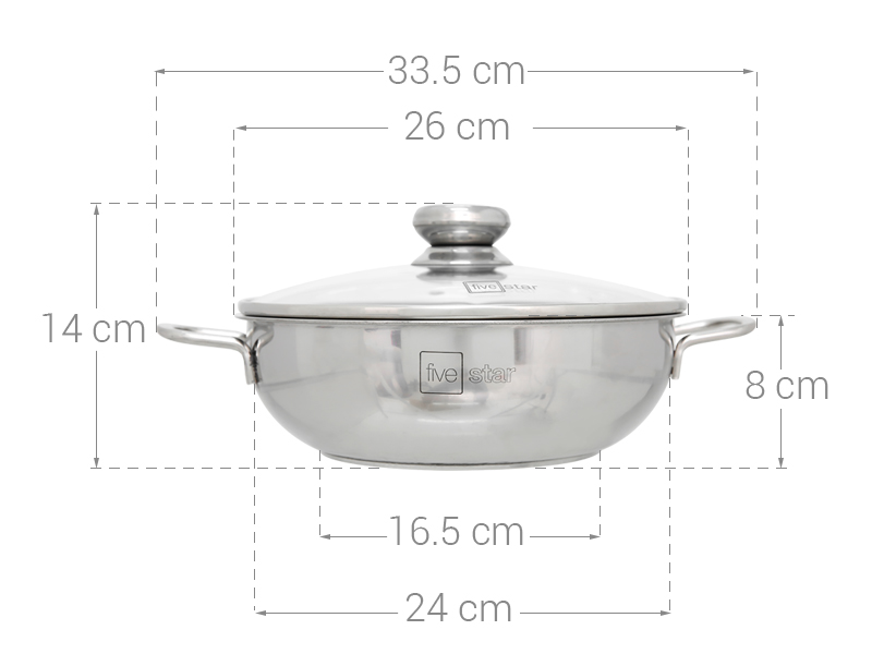 Nồi lẩu inox 24cm fivestar nl24-3dg