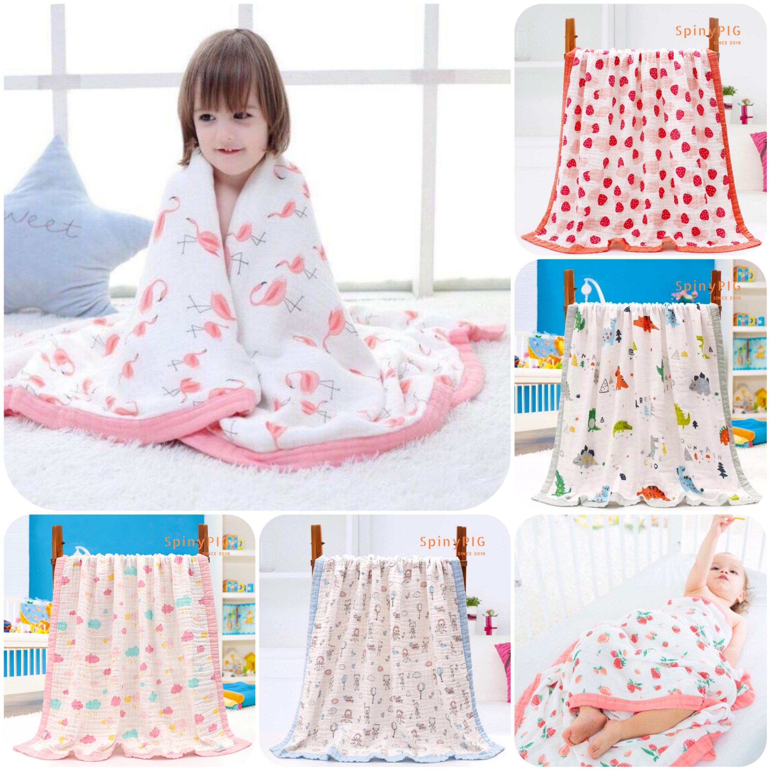 Chăn-Khăn xô sợi tre đa năng viền 4 lớp loại đẹp (chăn/gối/khăn tắm cho bé)