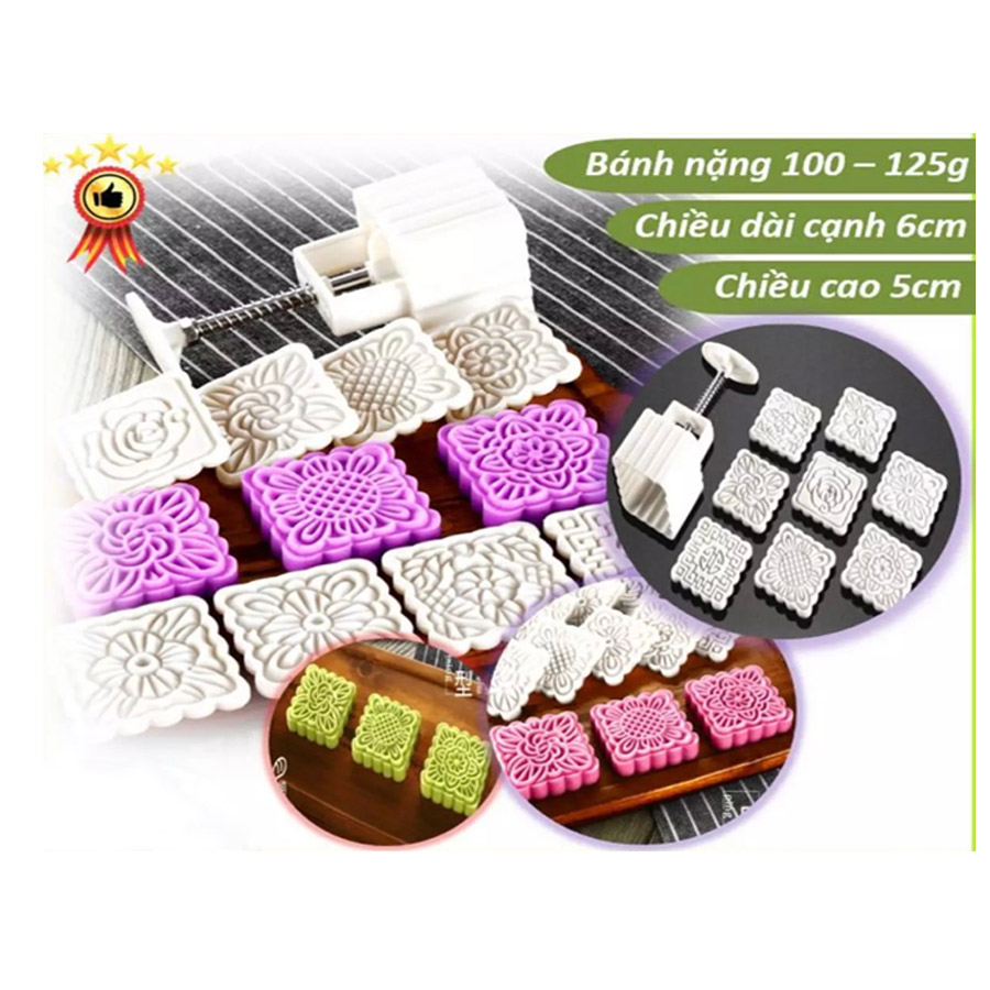 Khuôn làm bánh trung thu 6 mẫu - hình vuông