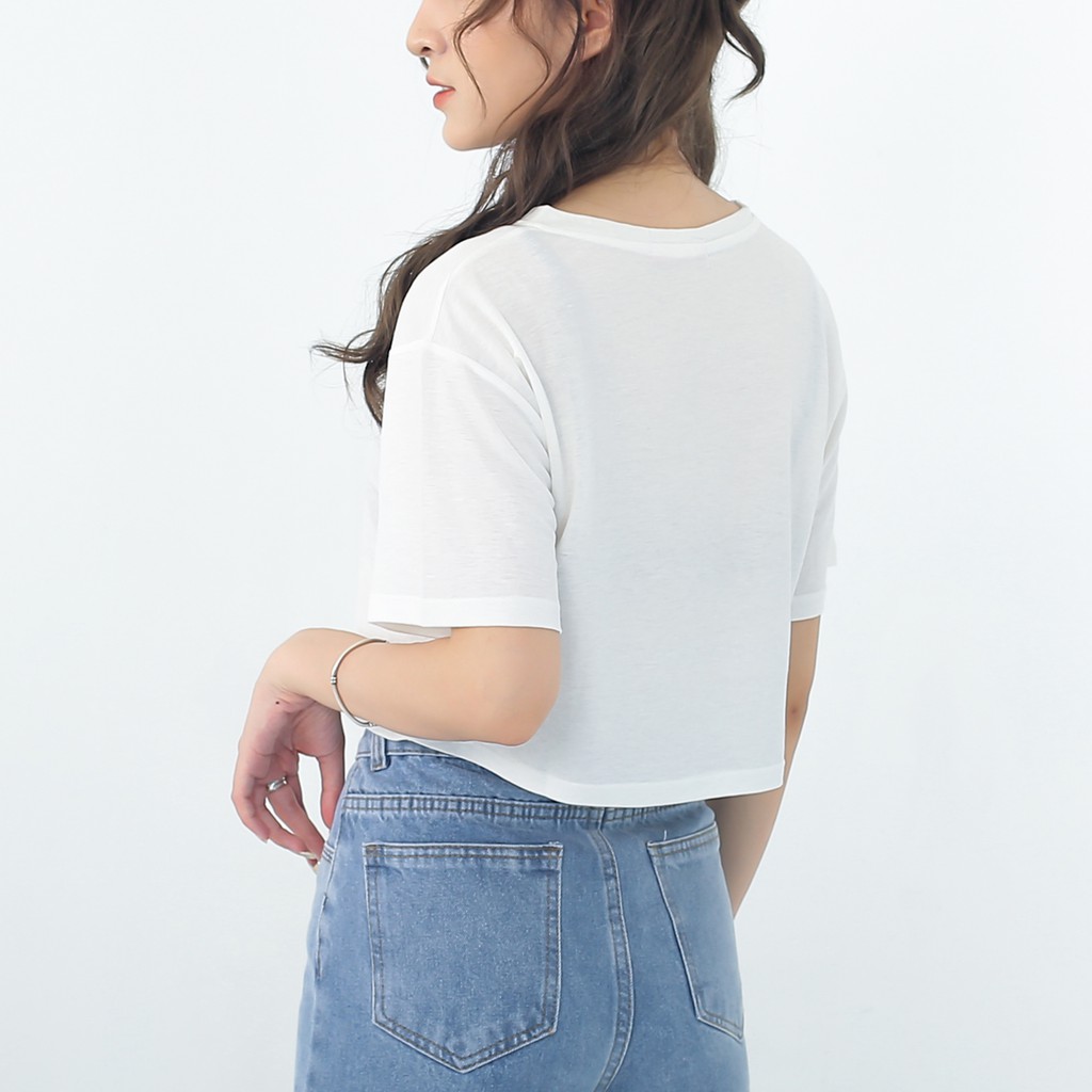 Áo croptop form rộng cổ tim - GEN J