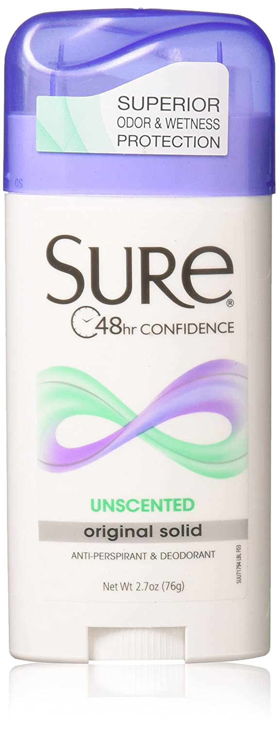 Lăn sáp khử mùi unisex không mùi Sure Invisible Solid Deodorant Unscented 73g (Mỹ)
