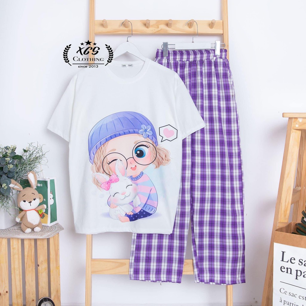 Sét áo cô gái ôm thỏ + quàn hari0321