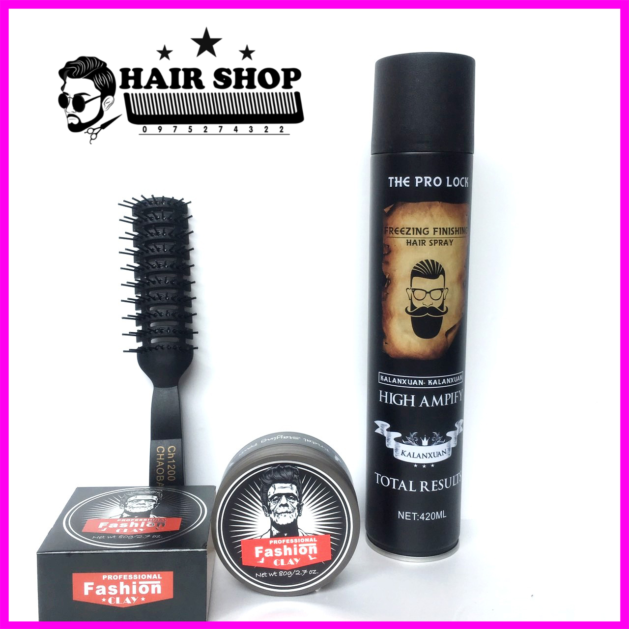 [ 99K ] COMBO Gôm Xịt tóc The Pro Lock  + Sáp Vuốt Tóc  Fashion Clay