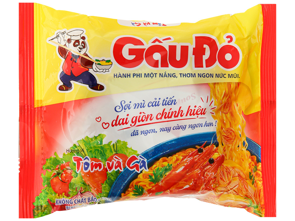 Mì gấu đỏ tôm và gà gói 63g