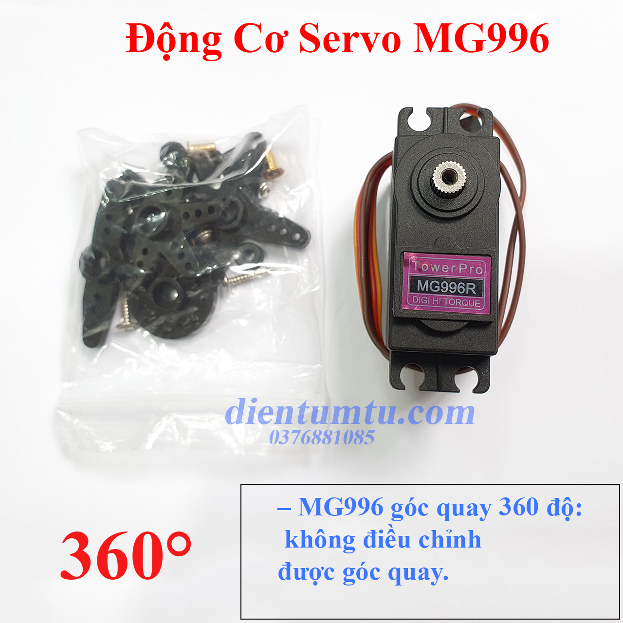 Động Cơ RC Servo MG996 MG996R 180 độ, 360 độ