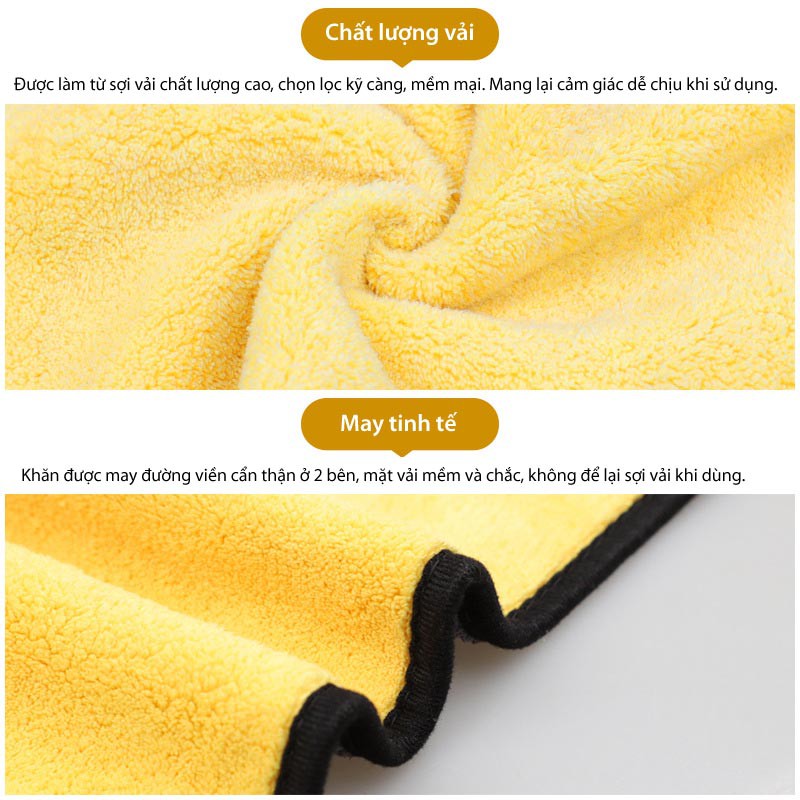 Khăn lau đa năng lau xe MICROFIBER 2 Lớp Cao Cấp