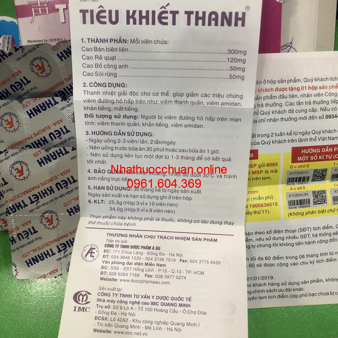 Tiêu Khiết Thanh ( Hộp 3 vỉ* 10 viên)