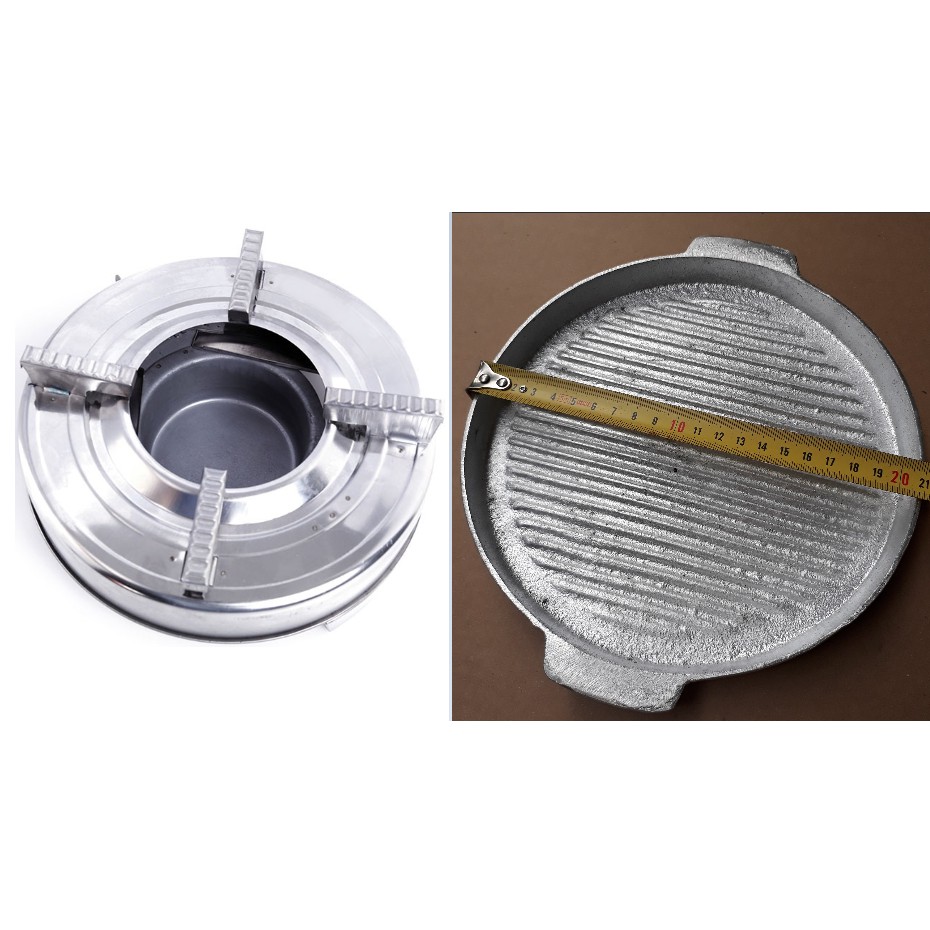 Combo bếp cồn và chảo gang nướng tiện dụng