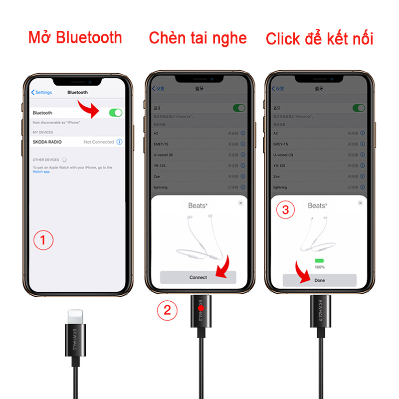 BKWHALE P12 Tai Nghe Bluetooth Có Dây Chống Sét Cho Iphone 7 8 Plus X XS XR XS XSMax 11 12 13 14 Pro Max Mẫu Tai Nghe Thông Dụng