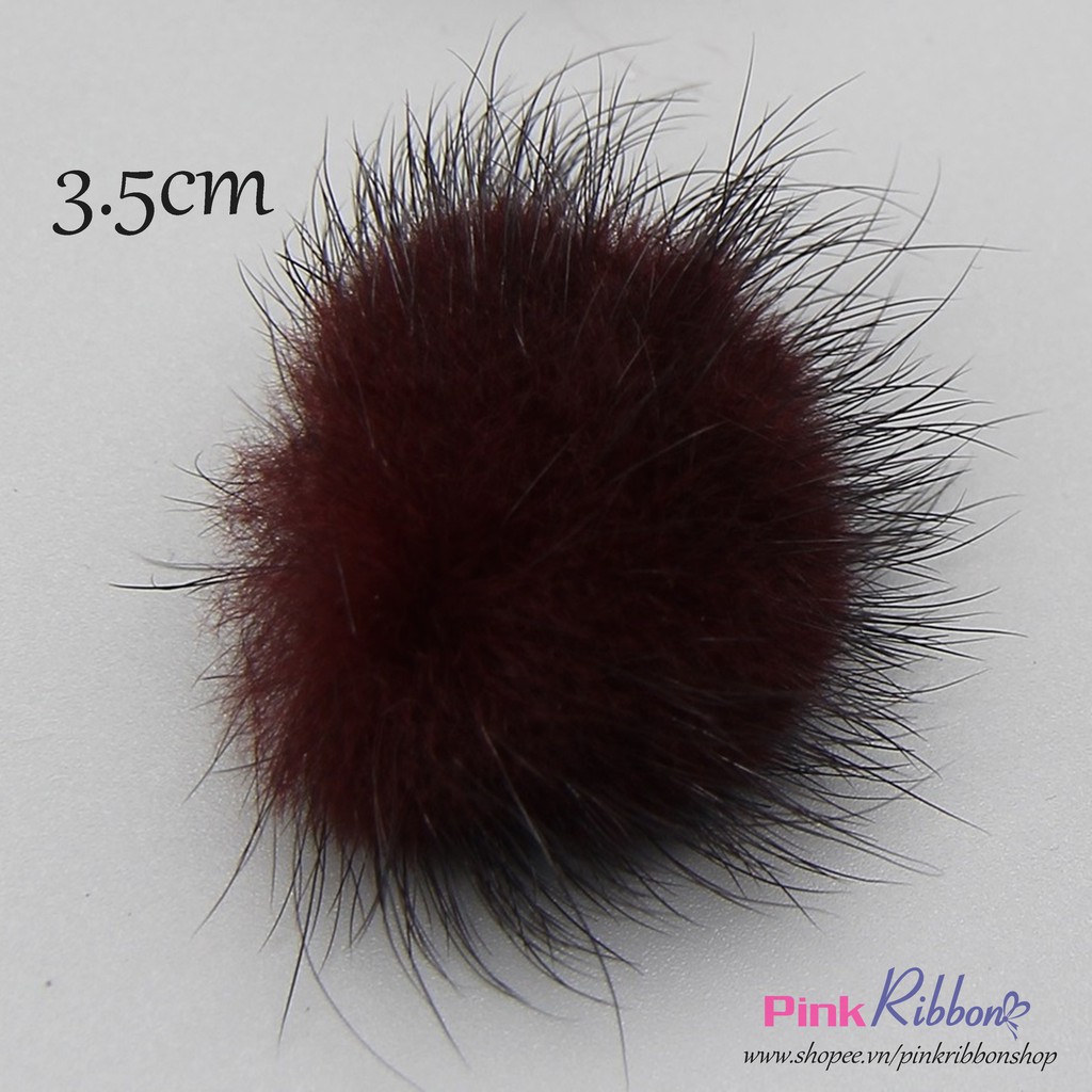 SET 2 CÁI - Lông thỏ tròn cỡ trung 3.5cm sợi dài