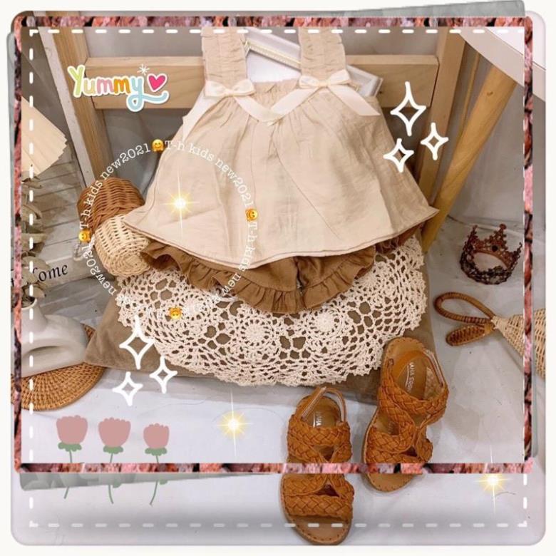 Xả kho Bộ đũi 2 nơ trắng bé gái