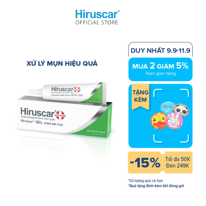 [Mua 2 giảm 5%] [Tặng kèm quà] Gel xử lý mụn Hiruscar Anti-Acne Spot Gel+ 10g