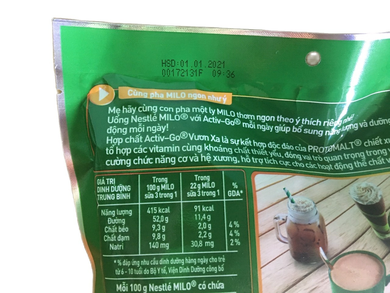 Sữa Nestle MILO Nguyên Chất dạng bột túi 220g