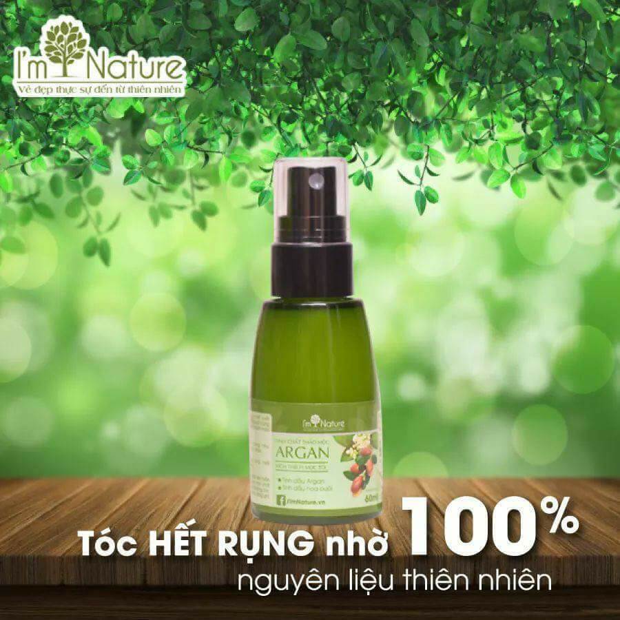Tinh Chất Dưỡng Tóc Argan 60ml Giúp Mọc Tóc Đen Ngăn Rụng Tóc I'm Nature