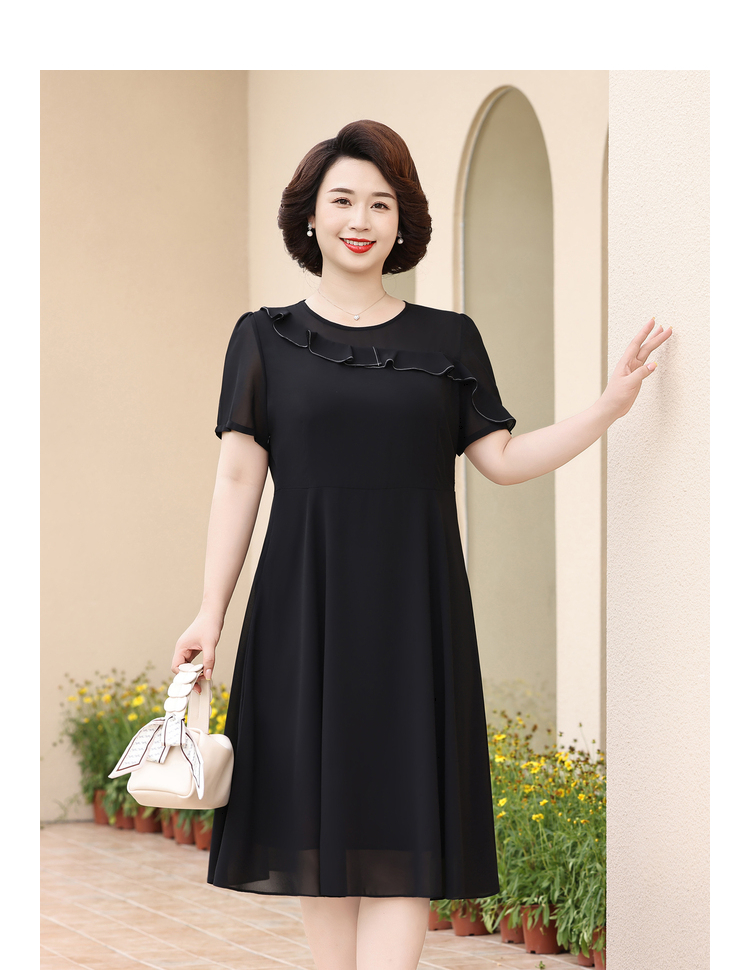 Đầm suông phối bèo trung niên sang trọng u50 u60 bigsize - BS3922
