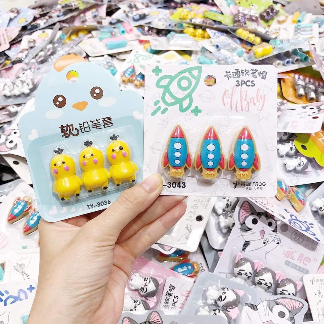 [MUA 2 GIẢM 5%]Set Nắp Đậy Bút Chì Chuốt Mẫu Thú Cute cho bé