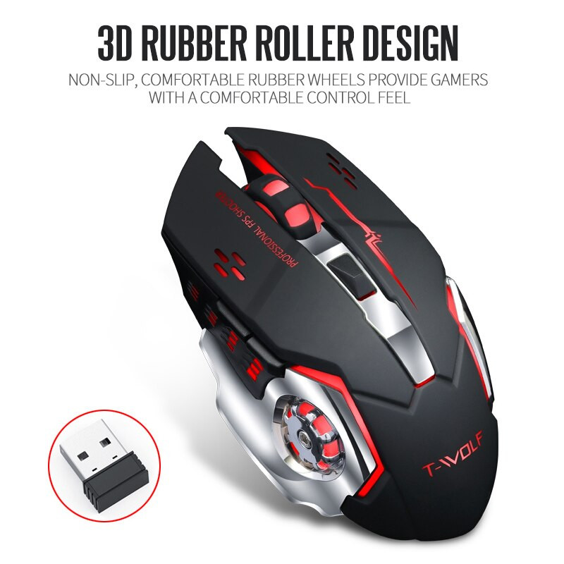 Chuột không dây chuyên game pin sạc t-wolf q13 led 7 màu