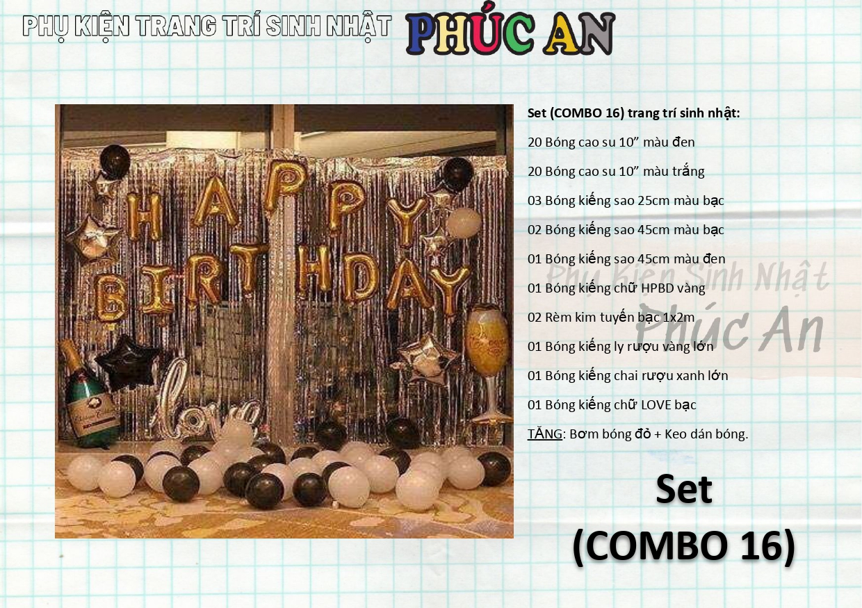 (COMBO 7) Set trang trí sinh nhật lung linh HPBD