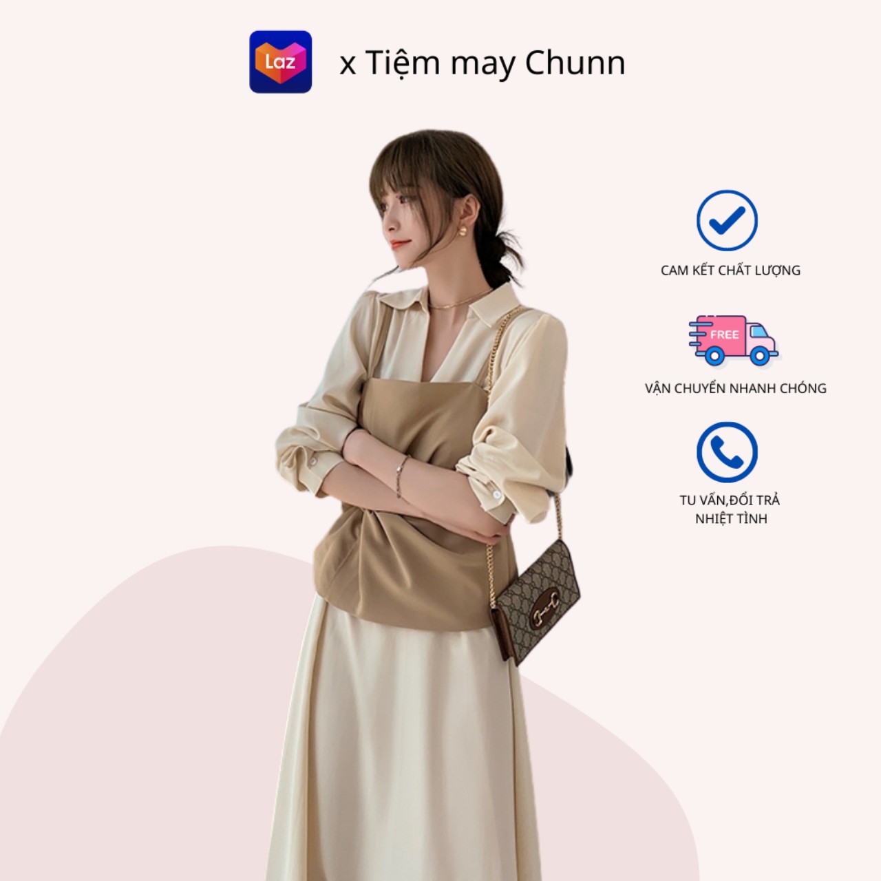Set yếm mix váy gile dáng dài S029