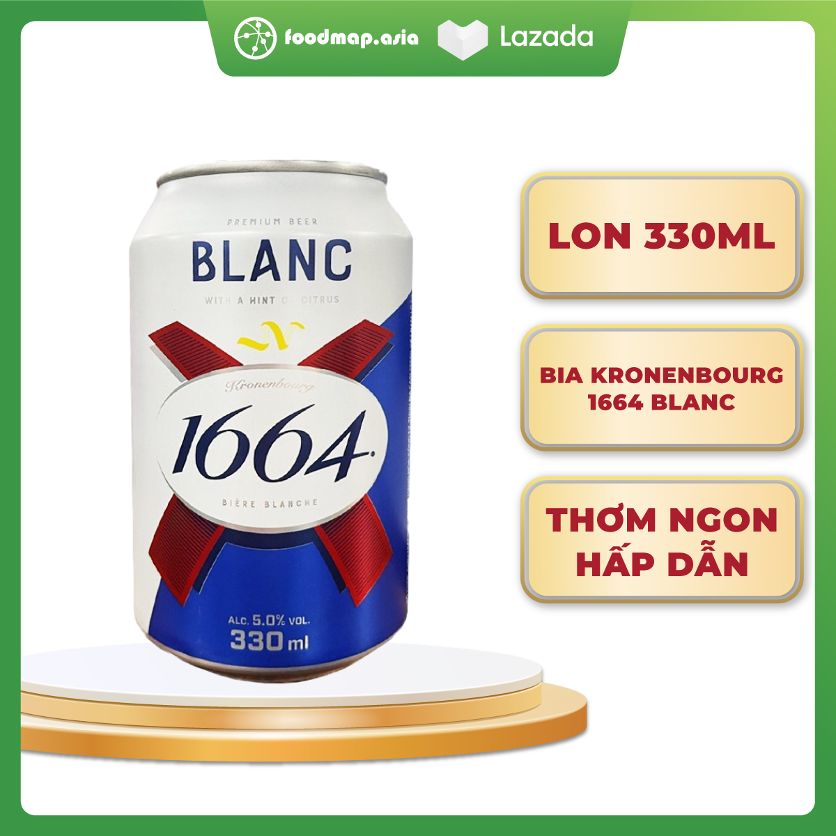 Bia kronenbourg 1664 blanc - lon 330ml