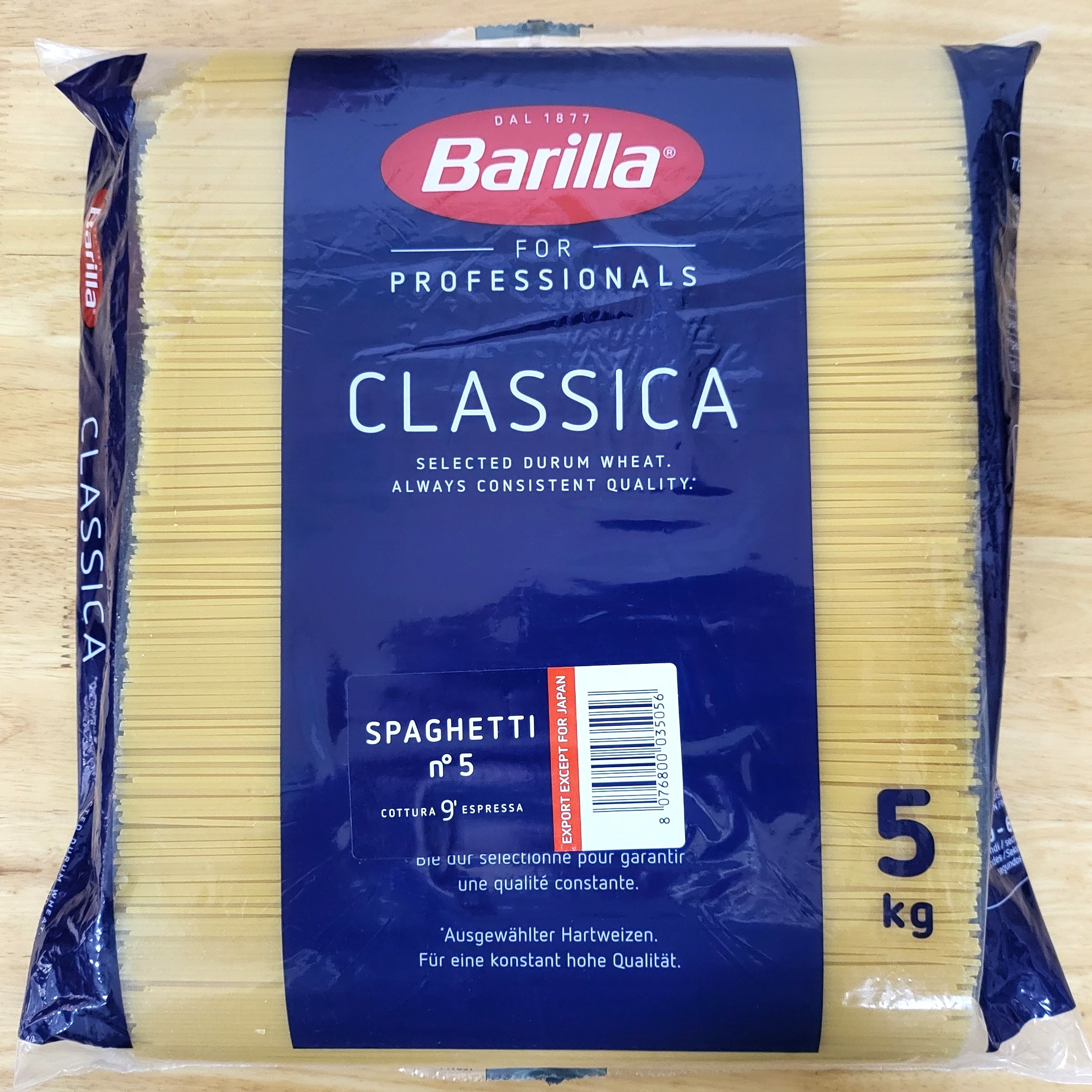 TÚI LỚN 5 Kg SỐ 5 MÌ SỢI HÌNH ỐNG CÁC CỠ BARILLA No 5 Spaghetti Pasta