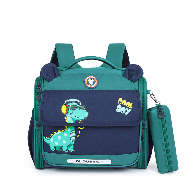 [TẶNG KÈM túi đựng bút - NHIỀU MẪU] Balo chống gù cho bé trai gái cấp 1, 2 dành cho bé từ lớp 2 đến lớp 7, Cặp sách chống thấm nước hình khủng long, ngựa đáng yêu có tai gấu