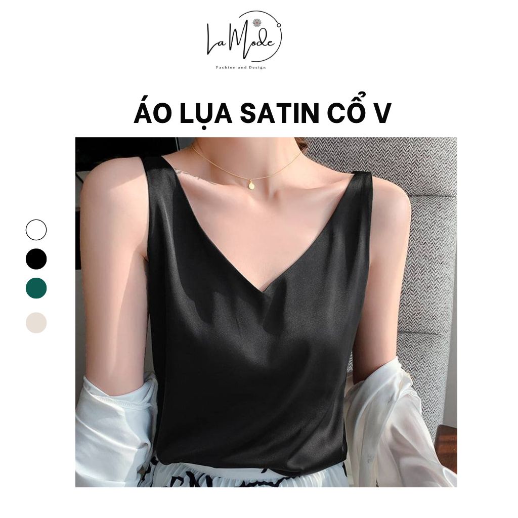Áo lụa 2 dây cổ v LAMODE tôn dáng tôn da sang trọng ALCV