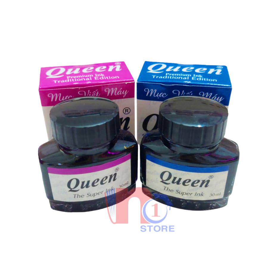 Mực Bút Máy Queen 30ml Chất Lượng Cao, Mực Xanh, Tím