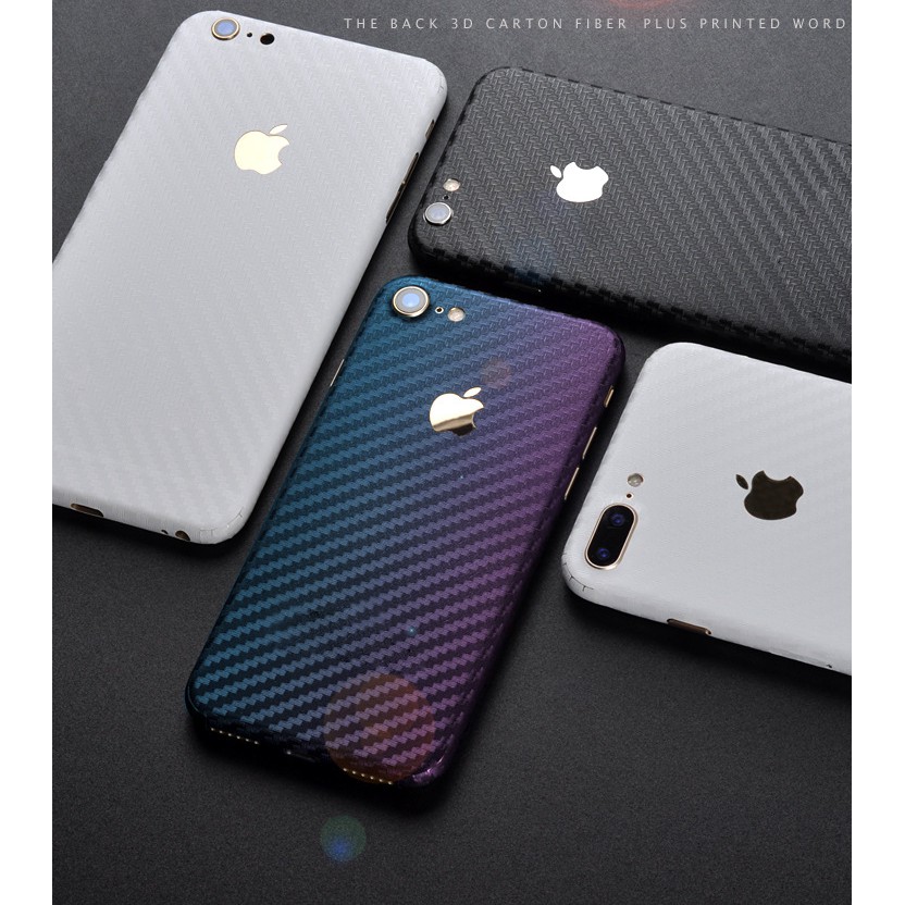 miếng dán skin iphone 7 , 7 plus vân carbon 4D - Đủ Màu