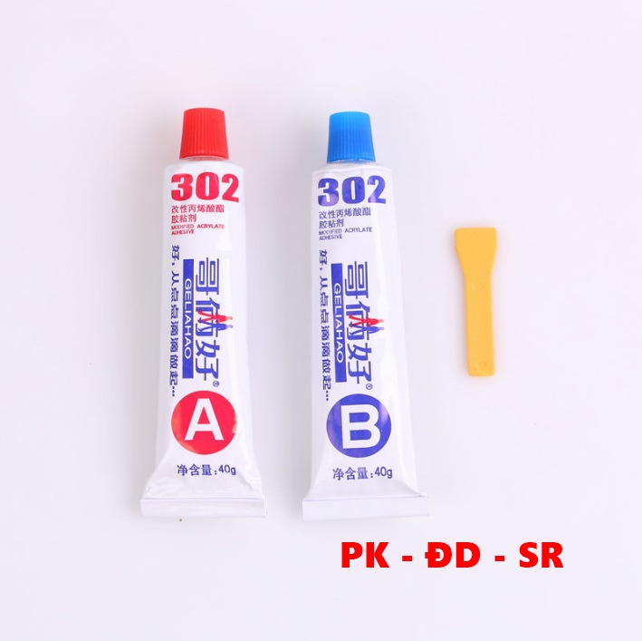 Keo epoxy, keo ab 302 trong suốt 2 thành phần chịu nhiệt dán nhựa 20g - 2 tuýp - siêu rẻ