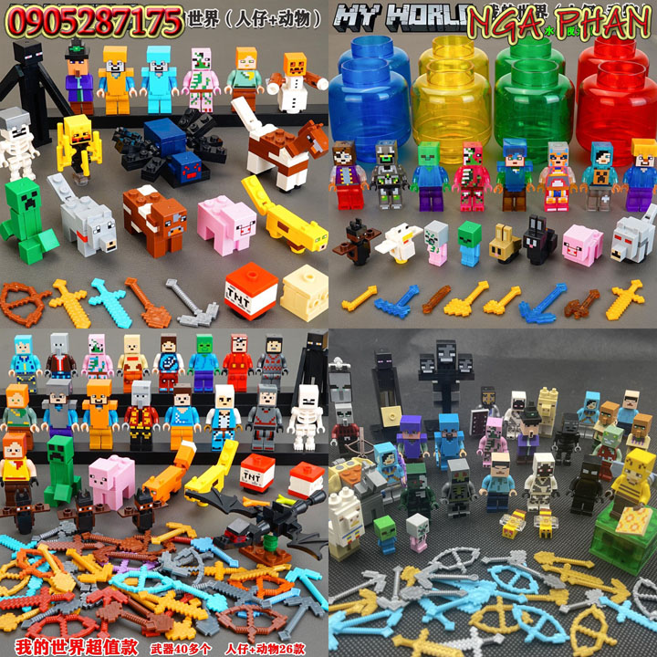 Minifigures Nhân Vật Minecraft Siêu Đẹp Kèm Trang Bị Đồ Chơi Xếp Hình Lắp Ráp Unofficial Lego MOC DIY