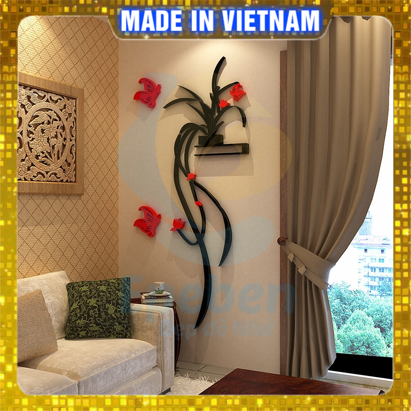 Tranh mica EPeBen dán tường nổi 3d hình hoa lan decor trang trí tường nhà quán ăn, nhà hàng, phòng ngủ, nail