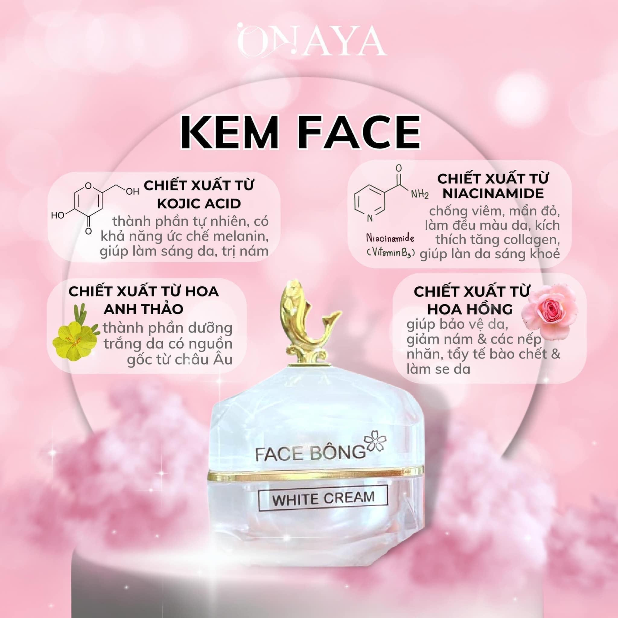Kem face bông onaya dưỡng trắng da ngừa mụn