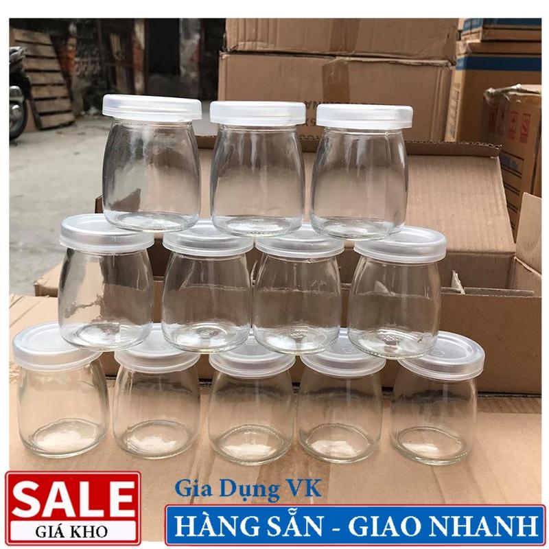 Bộ 12 hủ làm sữa chua_ Yogurt ( thủy tinh Kèm Nắp )