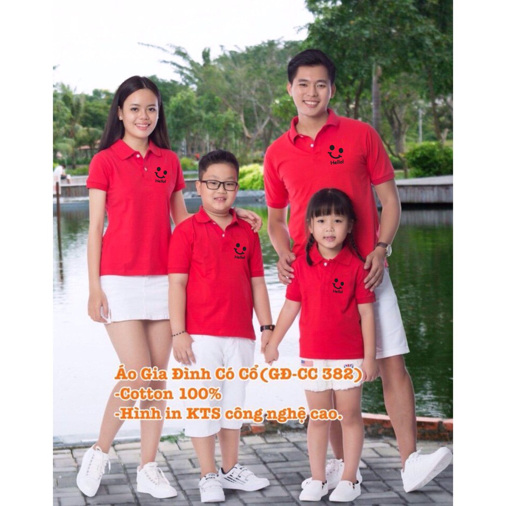 Áo gia đình có cổ, áo thun nam nữ có cổ - hello