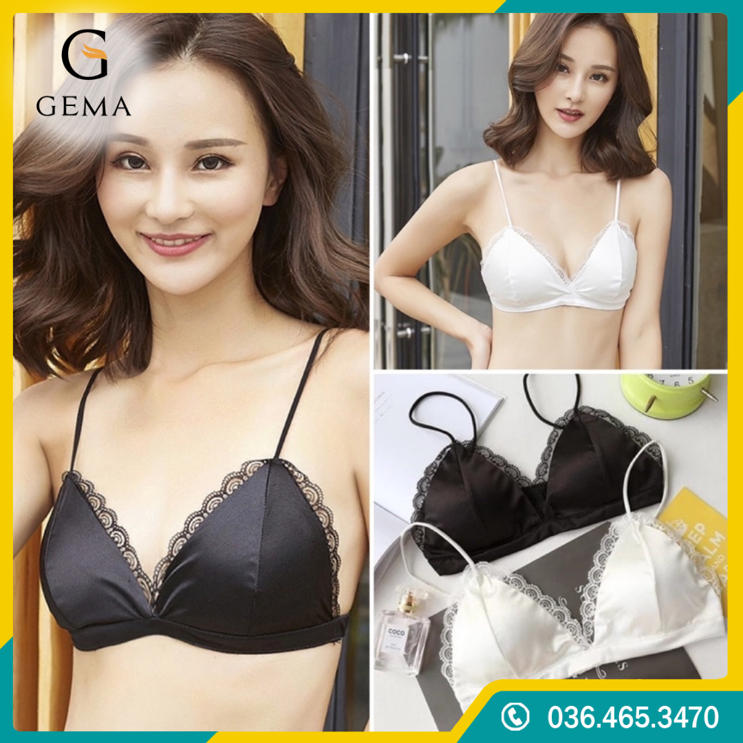 [LOẠI 1] Áo lót lụa viền ren cao cấp đệm mỏng, Áo bra phi lụa mút mỏng viền ren cuốn hút