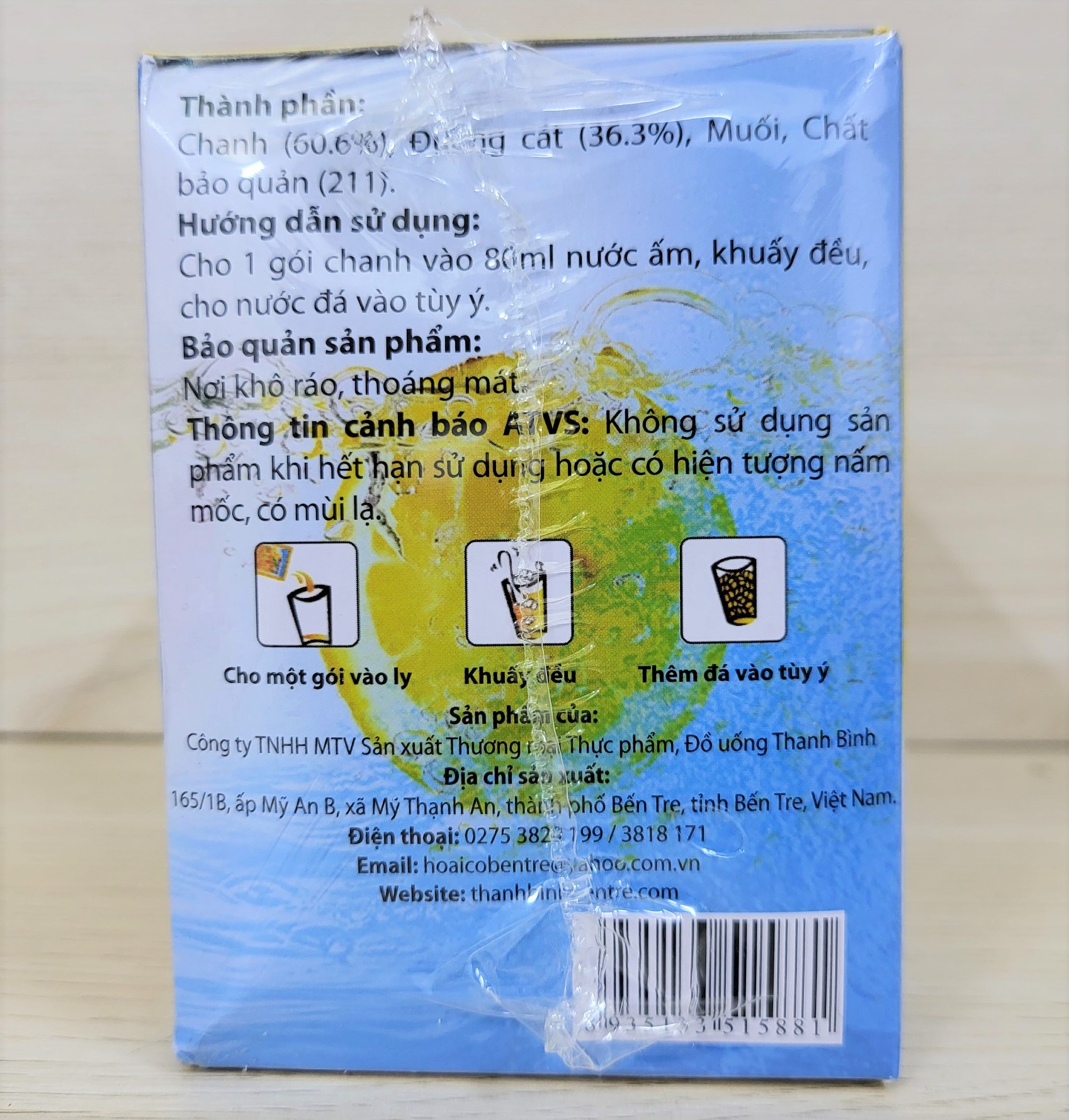 (Hộp giấy 900g [18 gói x 50g]) CHANH XÍ MUỘI (thức uống giải khát) THANH BÌNH Apricot Lemon
