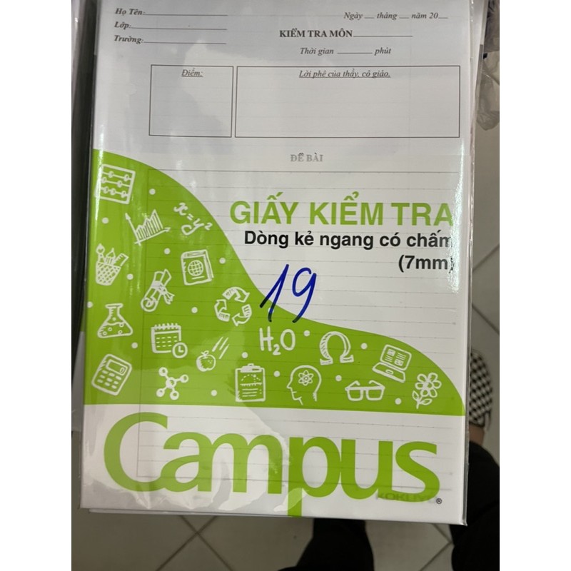 Giấy kiểm tra cấp 2 kẻ ngang có chấm campus