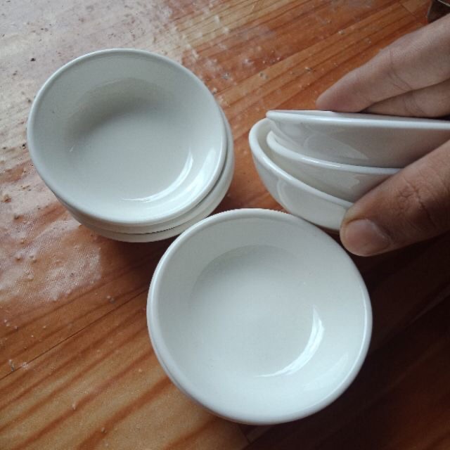 Set 10 chén sứ trắng nhỏ chấm tương, chén chấm sứ