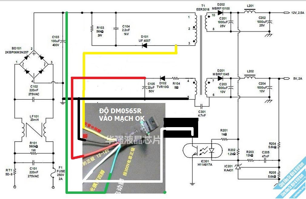 Mạch độ nguồn 5 dây Q0465R - DM0465R