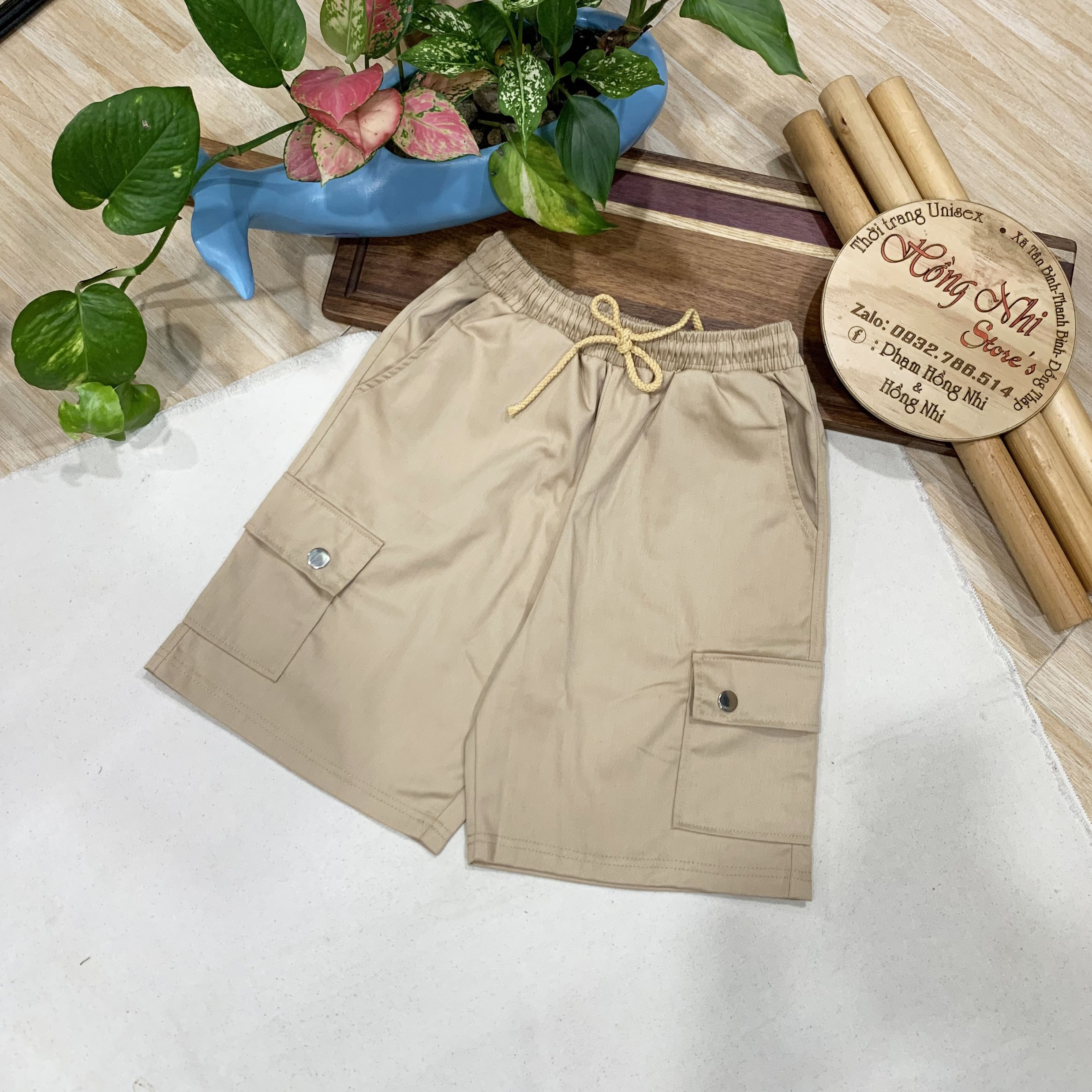 Quần short kaki box pant túi hộp màu vàng tan dáng rộng nam nữ unisex oversize ulzzang - mm
