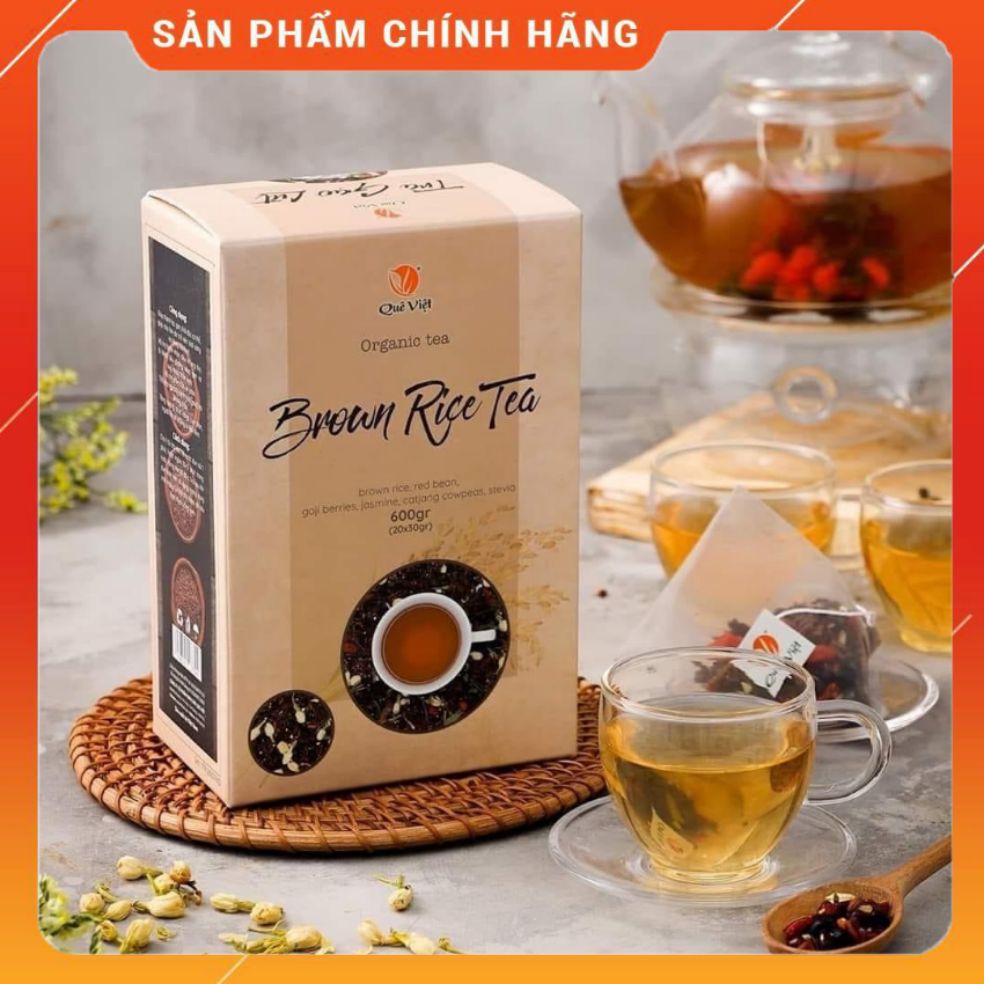 Trà Gạo Lứt Organic Quê Việt túi lọc  20 gói thơm hương, ngọt vị, vì sức