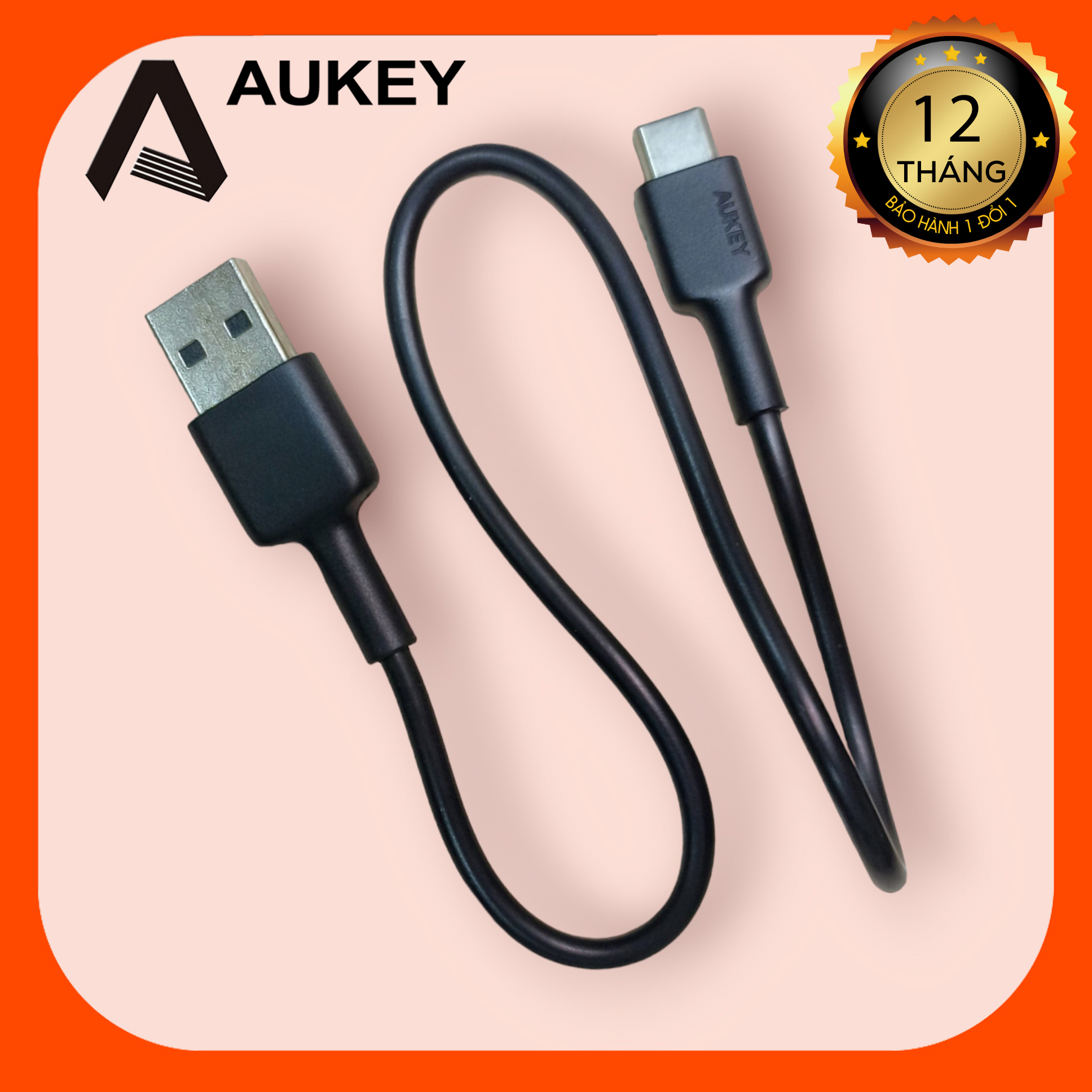 Cáp sạc ngắn Type-C 40cm hãng AUKEY hàng xịn sạc phụ kiện, không hộp