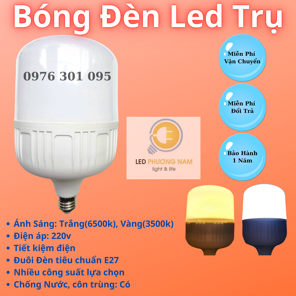 [Giá Hủy Diệt] Bóng Đèn Led Trụ 65W - 50w
