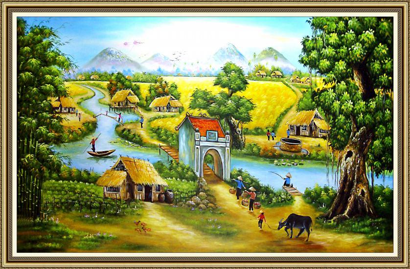 Tranh dán tường 3D VTC Làng quê Việt Nam LunaCV-0471K 120 x 70 cm