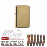Bật lửa đá xăng HOAHAI.COM (Vàng đồng) + Tặng găng tay hình xăm 3D