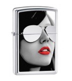 Bật Lửa Zippo Cô Gái Đeo Kính Sunglasses (Xám)